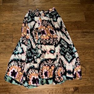 Truly 4 You Vibrant Multicolor Satin Women's Maxi Skirt w/ Tie-Dye large